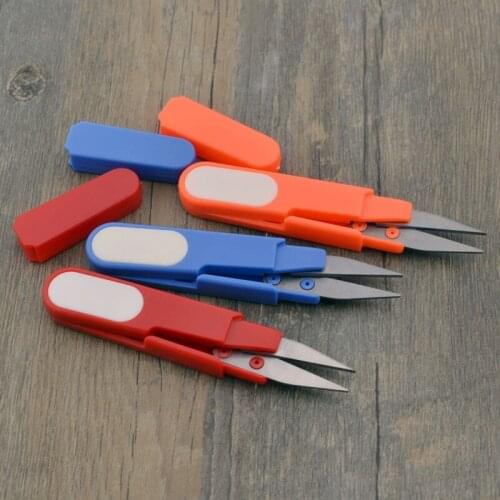 Sewing Scissors Cutting Scissors Thread Embroidered Cross-stitch Safe Cover Plastic Cutter Portable Small U Shape Scissors