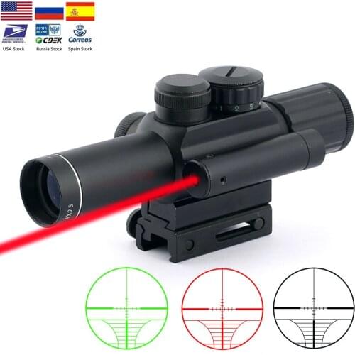 Hunting M6 4x25 Green Mil Red Dot And Laser 20 Mm Picatinny Rail Range Night Riflescope Scope Aimpoint