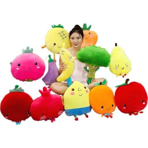 30-50cm Cute Fruits Pillow Plush Toys Vegetabl Soft Stuffed Plush Plants Doll Kids toy Hand warmer Birthday Xmas Gift