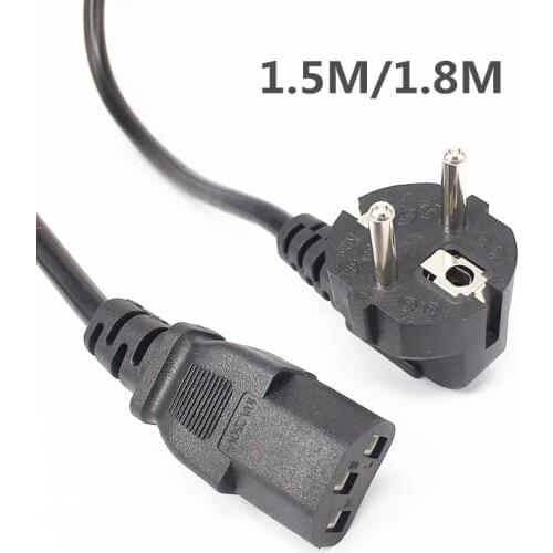 EU Power Adapter Cord 1.5m 1.8m 6ft Euro Plug to IEC C13 Power Supply Cable For PC Computer Monitor Printer TV