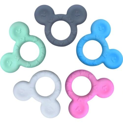Joepada Cartoon Mickey silicone Teether Baby Teething Animal Rodent DIY Baby Teething Necklace Toy Food Grade Silicone beads
