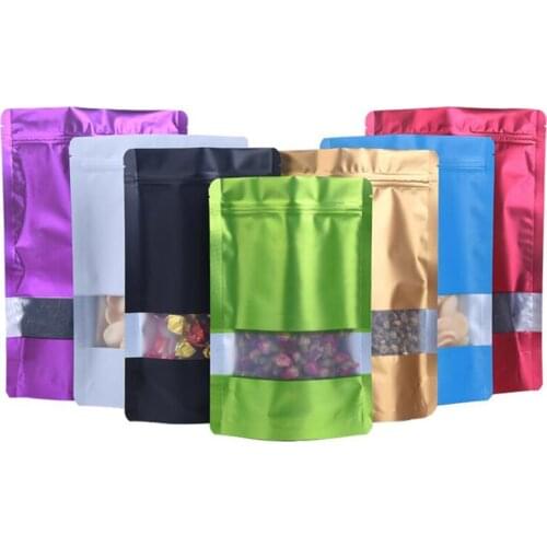 Thick Color Aluminum Foil Zipper Self-supporting Packaging Bag Food Nut Matte Display Window Packaging Sealed Bag
