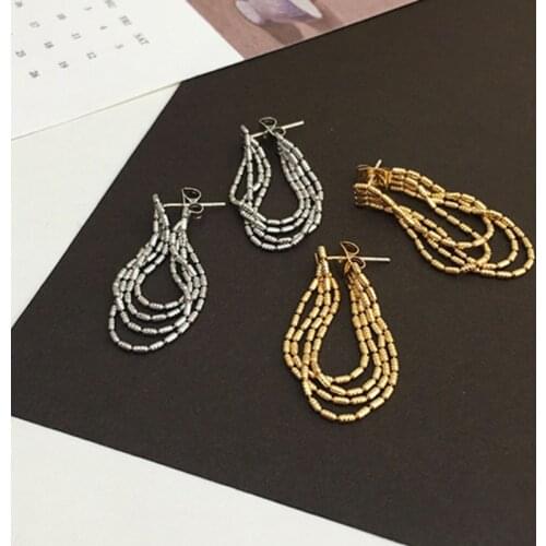U-Magical Minimalist Long Tassel Dangle Earring for Women Fashion Gold Silver Color Metallic Earring Jewellery Pendientes