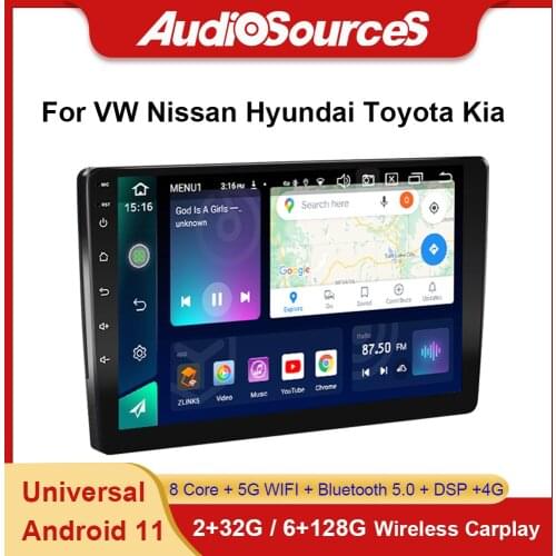 Android 11 Universal 6+128G Carplay Multimedia Video Player car radio android 2 Din for VW KIA Nissian Ford Toyota Lada vesta