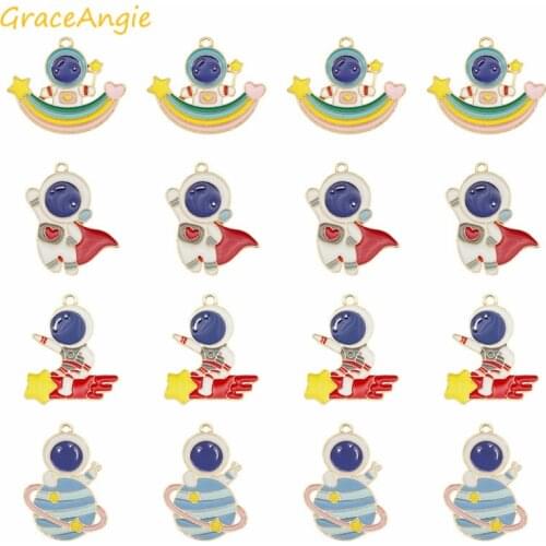 4pcs/pcs Mix Color Enamel Alloy Charms Craft Bracelet Accessories Universe Earrings Funny pendants dangle Earrings Jewelry Fine
