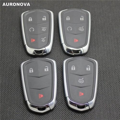 AURONOVA New Replace Smart Key Shell for Cadillac ATS XTS CTS CT6 SRX XT5 3/4/5/6 Buttons Remote Car Key Case With Hu100 Blade