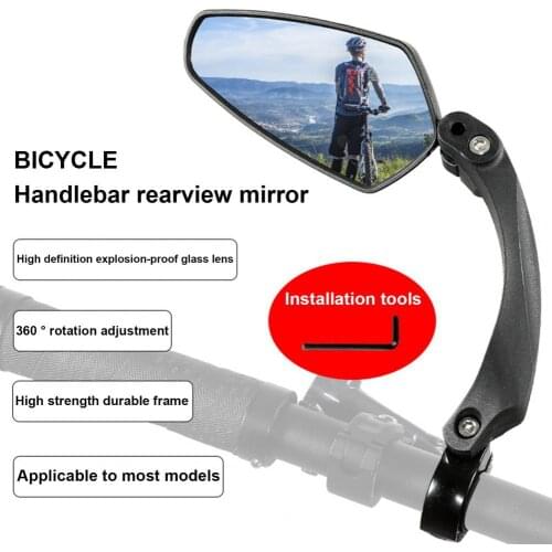 Bike Rear Mirror 360 Degrees Rotating Adjustable Base Aluminum Alloy Universal Bicycle Rear View Wide Angle Mirror for Cycling