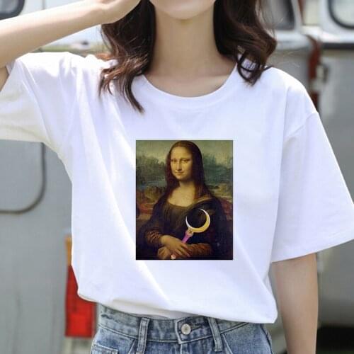 Women summer hot selling spoof Mona Lisa Printing T Shirts Women Aesthetics funny Tshirts Casual Short Sleeves Tops t-shirt