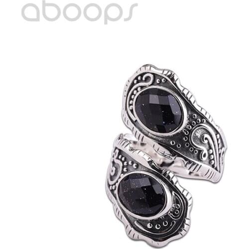 Vintage 925 Sterling Silver Ring with Stones for Women Girls,Open and Adjustable,Free Shipping