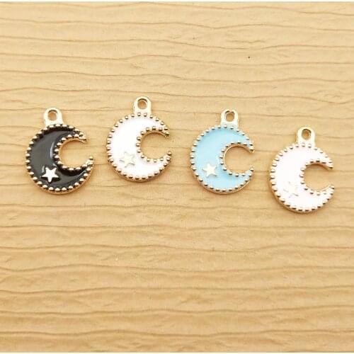 10pcs 12x16mm enamel moon star charms for jewelry making crafting fashion earring pendant necklace charm bracelet charms