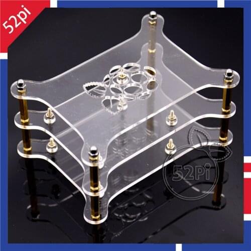 2-Layer Transparent Acrylic Case Clear Shell Enclosure with Logo for Raspberry Pi 3 / 2 Model B / USB Hub