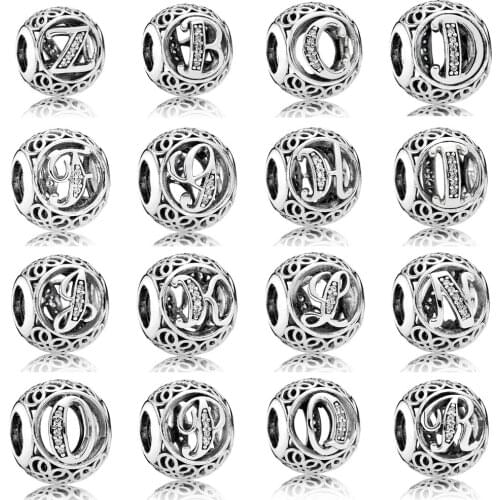 2020 New A-Z initial letter diy bead fit Original Pandora Charm silver 925 Bracelet trinket jewelry for women DIY making