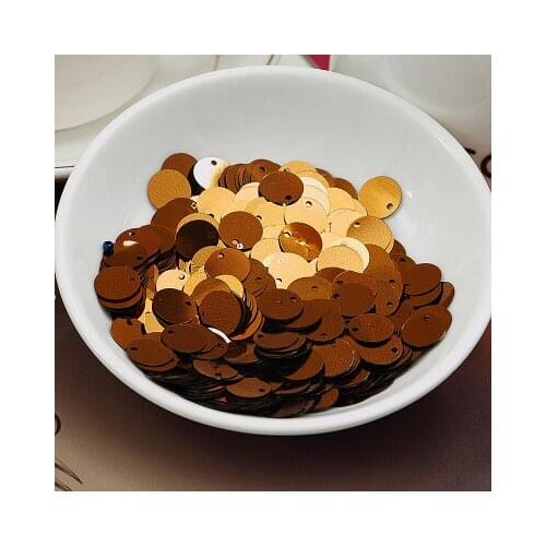 360pcs Large Round Sequins 20mm PVC Sequin Flat Round Paillette Hologram Sequins Decoration With Side Hole Coffee