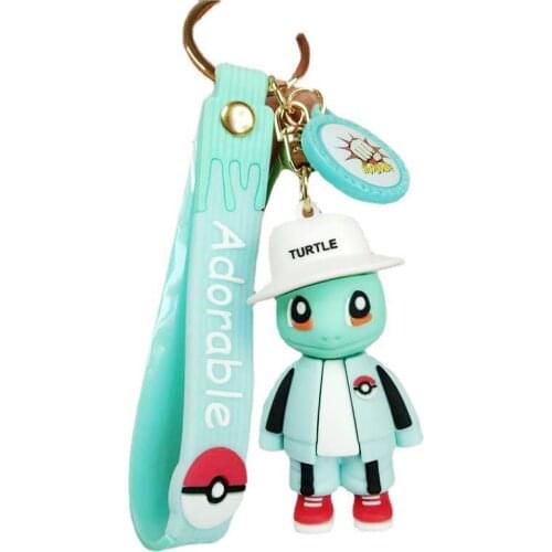 5Styles Pokemon Action Figure Pikachu Keychain Pokémon Keychain Squirtle Psyduck Charmander Snorlax Model Car Keychain Gift