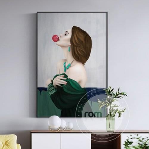 Abstract Beauty Image Canvas Painting Modern Art Wall Pictures for Living Room Fashion Orange Green Home Decor Poster and Print