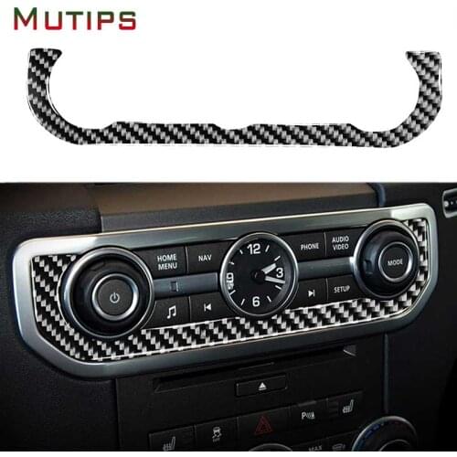 Mutips Car Central Control Clock Timetable Panel Trim Cover Decal Carbon Fiber Sticker Auto For Land Rover Discovery 4 2010-2016