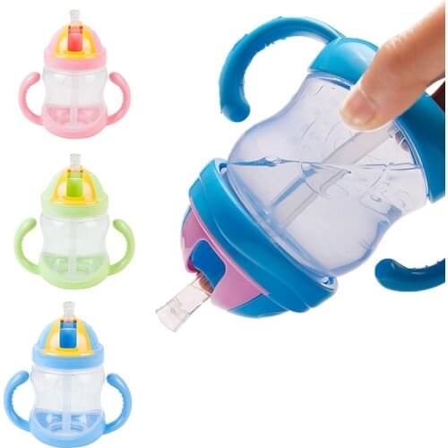280ml Baby Boy Girls Feeding Bottle With Handle Kids Cute Straw Cup Children Learn Feeding Drinking Water Training Cup