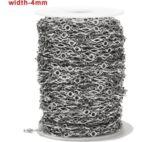 New 4mm Width Stainless Steel Chain Prismatic Round Link Chains DIY For Chain Jewelry Necklace Making Handmade Accessories