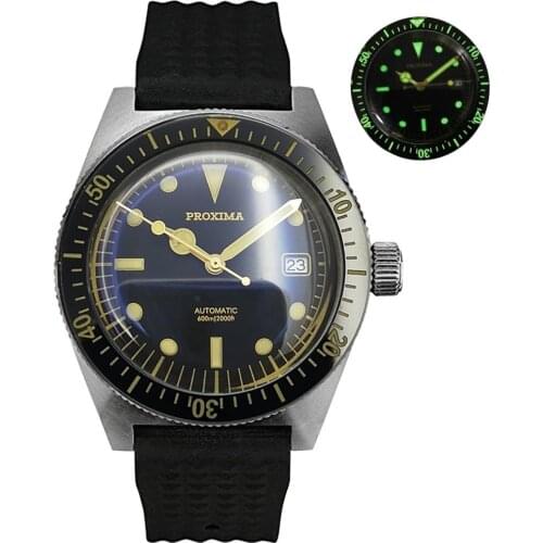 PROXIMA men dive wrist watch,sport mens automatic watches 200m waterproof mechanical wristwatch C3 luminous clock sapphire
