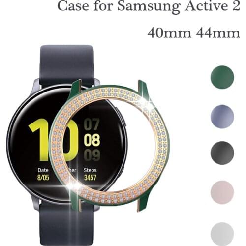 Watch case for Samsung galaxy watch active 2 40mm 44mm Diamond electroplated watch cover smart watch full coverage protector