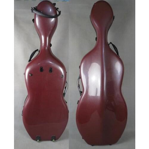 1pcs red carbon fiber composite material cello case 4/4 with wheels