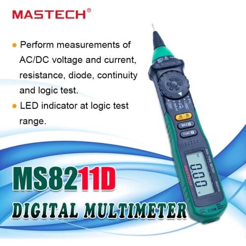 MASTECH MS8211D Auto Range Digital Multimeter Pen-Type Meter DMM Multitester Voltage Current Tester Logic Level Tester