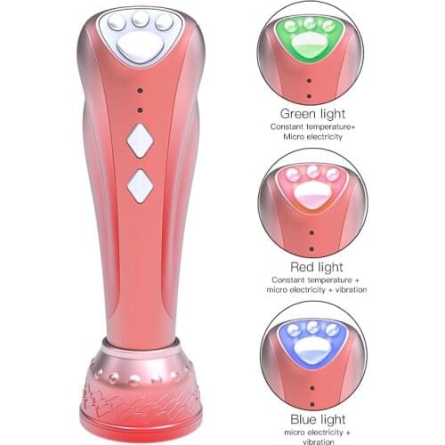 3 IN 1 Photon Therapy LED RF Facial Skin Lifting Rejuvenation High Frequency Vibration Device EMS Ion Microcurrent Massager
