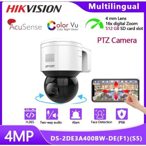 Hikvision DS-2DE3A400BW-DE PTZ HD IP Surveillance Camera POE H.265 Built in Speaker/MIC 4MP Full Color Night Vision By ColorVu