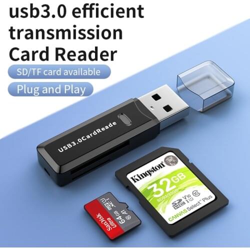 SD Card Reader Portable USB 3.0 Dual Slot Flash Memory Card Adapter Hub for TF Micro SD for Mac Windows Linux Chrome PC Laptop