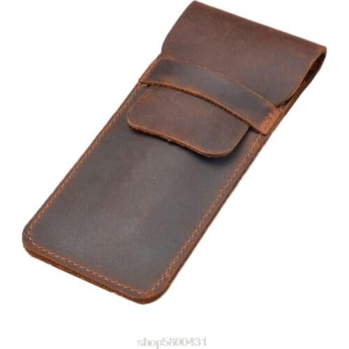 Leather Pen Holder Brown Fountain Pen Pouch Pencil Holder Handmade Ballpoint Pen Protective Sleeve Cover N27 20 Dropshipping