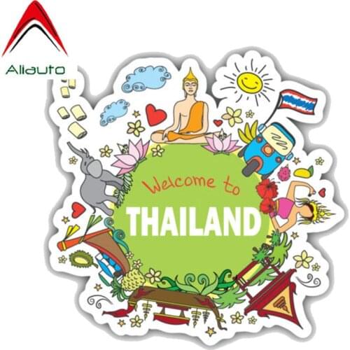 Aliauto Beautiful Cartoon Car Sticker Funny Thailand Welcome Travel PVC Automobile Motorcycles Decoration Accessories,14cm*14cm