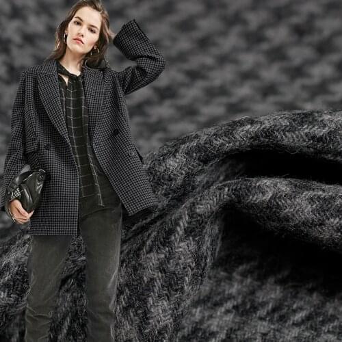 Red Raspberry England Harris Grey Houndstooth Worsted Wool Fabrics 100%Wool Materials Women Jacket Sewing Cloth Freeshipping