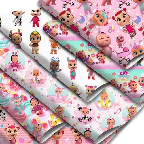 Cartoon Characters Faux Leather Sheets Baby Kids Printed Synthetic Leather Fabric 20x33cm for DIY Earrings Hair Bows Crafts