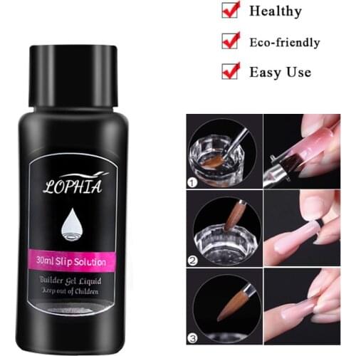 LOPHIA 30ml Poly Nail Gel Liquid For Soak off Poly UV gel Nail Brush Slice Tip Manicure Gel Nail Slip Solution Tools fake nails
