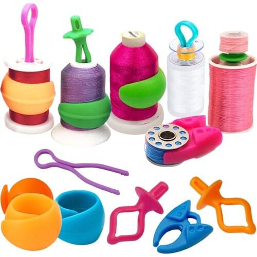 MIUSIE 48PCS Multifunction Sewing Thread Bobbin Holder Clamp Clips Column Bobbin Buddies Embroidery Sewing Bobbin Sewing Tools