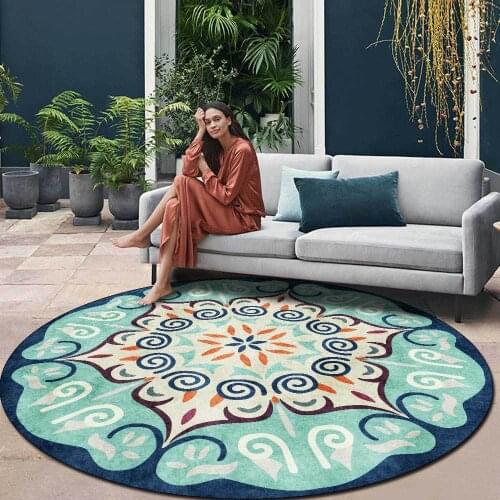 Fashion American Pattern Splice Blue Round Living Room Bedroom Non-slip Mat Carpet CustomCustom Size