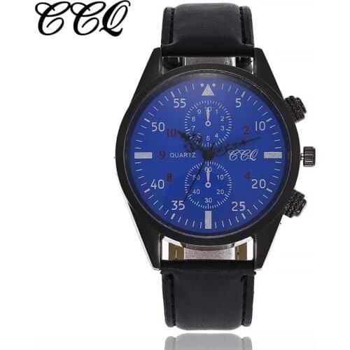 Mens Leather Belt Quartz Watch Business Watches Big Blue Dial Wristwatch Timepiece Wholesale Clock