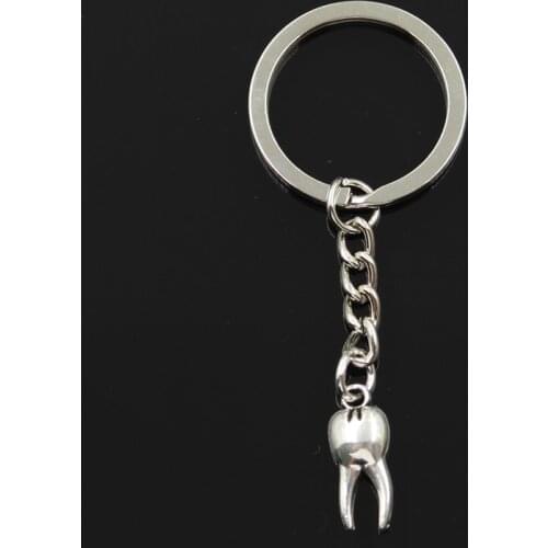 New Fashion Keychain 20x8mm Zombie Tooth Teeth Molar Pendants DIY Men Jewelry Car Key Chain Ring Holder Souvenir For Gift