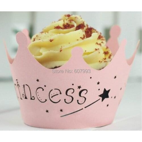 Laser Cut princess cupcake wrapper,wedding christmas baby shower girl birthday party favors muffin cake baking, 120PCS
