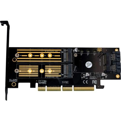 M.2 NVMe SSD NGFF mSATA to PCI-E X4/X8/X16 Raiser M Key B Key mSATA 3in1 PCI Express Riser Card mSATA SSD PCIE M.2 SATA Adapter