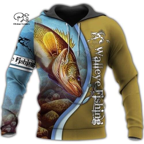 PLstar Cosmos NewFashion Animal Walleye Fishing Fisher Camo Funny Outwear Tracksuit 3DPrint Harajuku Casual Hoodies Men/Women A5