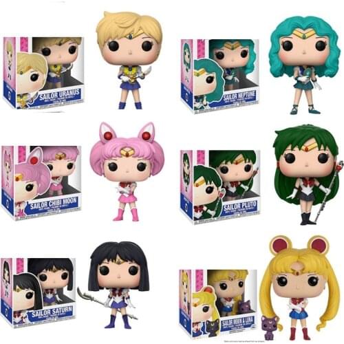 POP Sailor Moon Chibiusa Meiou Setsuna Kaiou Michiru Uranus Sailor Saturn Chibi Moon Figure Collection Model Toy Xmas gift