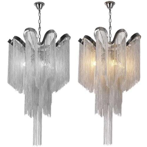 Postmodern tassel aluminum chain Pendant Lights Italian light luxury restaurant bedroom decoration creative art aisle Lighting