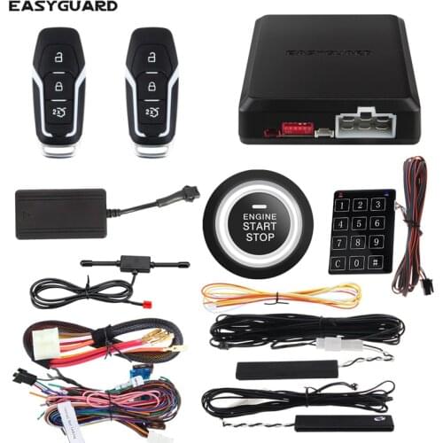 EASYGUARD smartphone app 4G 3G 2G keyless entry system engine start stop remote engine start GPS GSM car security system DC12V