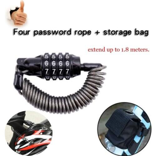 Durable Mini Portable Anti-theft Bicycle Dock Lock Code 4 Digits Password Combination Disc Lock Cable Security Lock