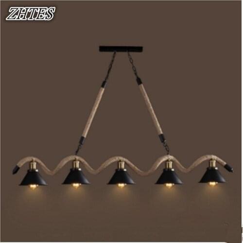 Retro Hemp Three Trumpets Chandelier Creative Clothing Store Restaurant Cafe Decorative Chandeliers