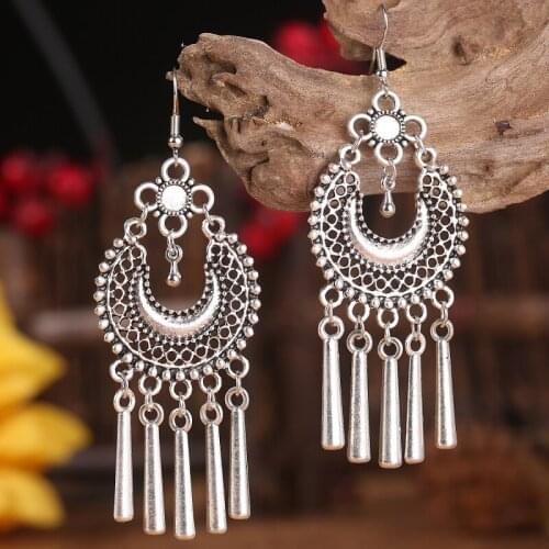 Alloy Tassels Earring Bohemian Geometric Metal Retro Vintage Statement Geometric Gift Trend Originality Fashion Earrings