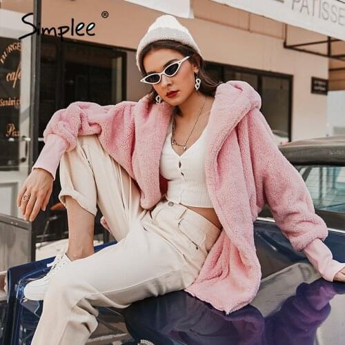 Simplee Elegant autumn winter women faux fur High street fashion long sleeve solid female jacket Chic fur jackets 4 colors 2020