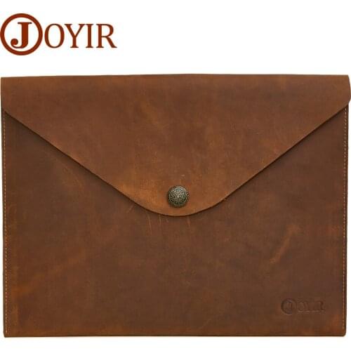 JOYIR Genuine Leather Document Bag 2020 Fashion Mens Clutches A4 Ipad Bag Leather Solid Vintage Hasp Handbag For Men Male