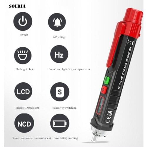 HT100 Voltage Tester Pen AC Voltage Detector Dual Sensitivity Tester Sound and Light Alarm Voltage Tester Non-contact Voltmeter